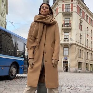 Aritzia Wilfred COCOON COAT LONG Golden Camel size M